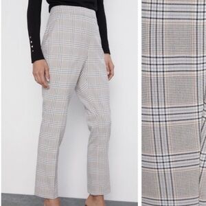 Zara Plaid Trouser Pants Work Office Attire Side Zip Size Medium